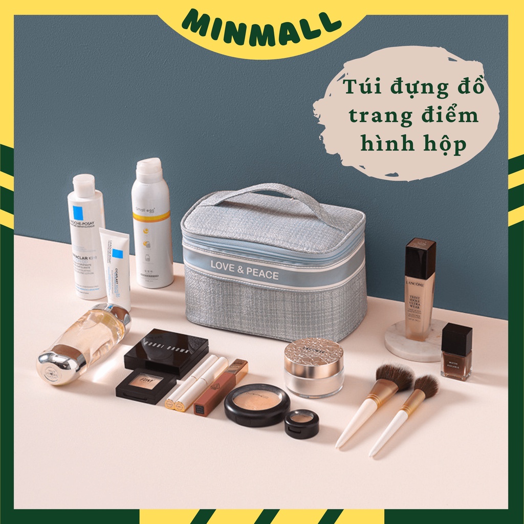 Túi Đựng Mỹ Phẩm Du Lịch/ Đồ Trang Điểm Hình Hộp Love &amp; Peace