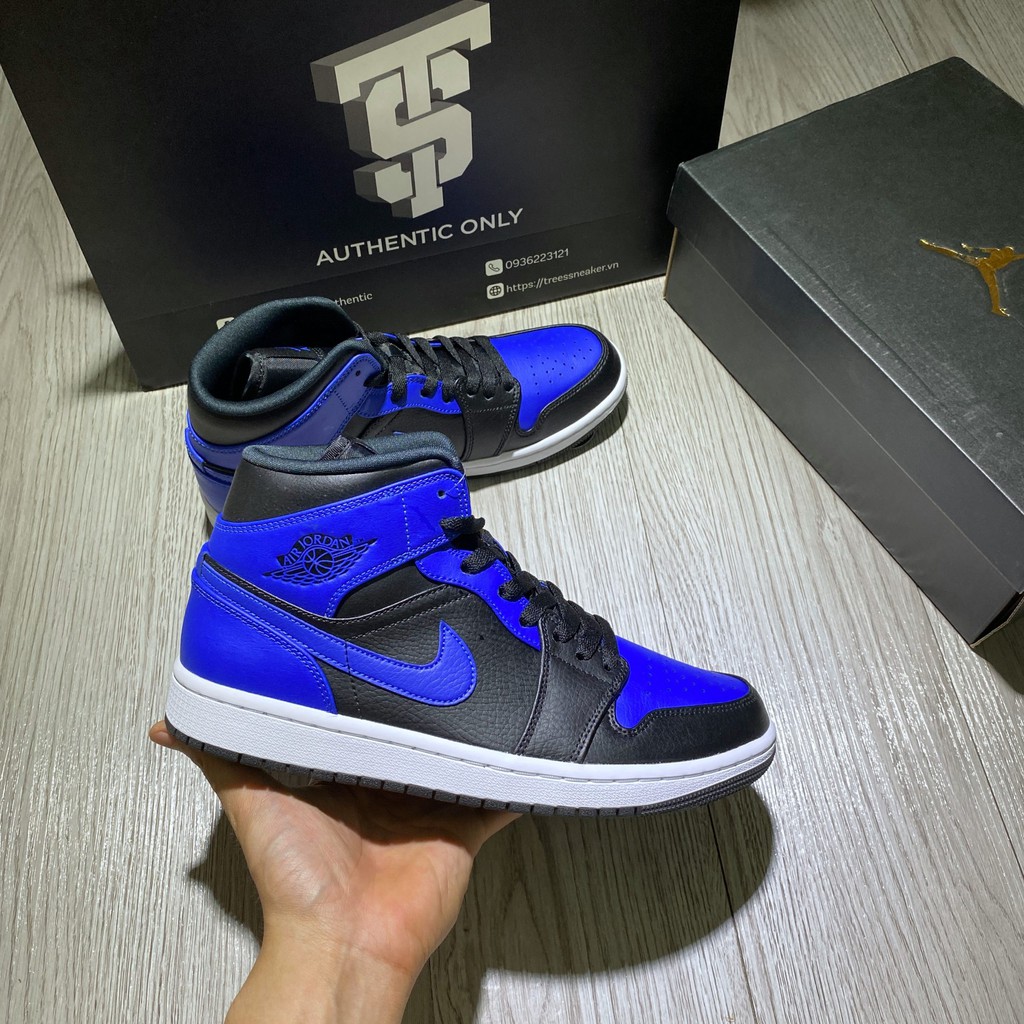 Giày thể thao NIKE AIR JORDAN 1 MID BLACK HYPER ROYAL
