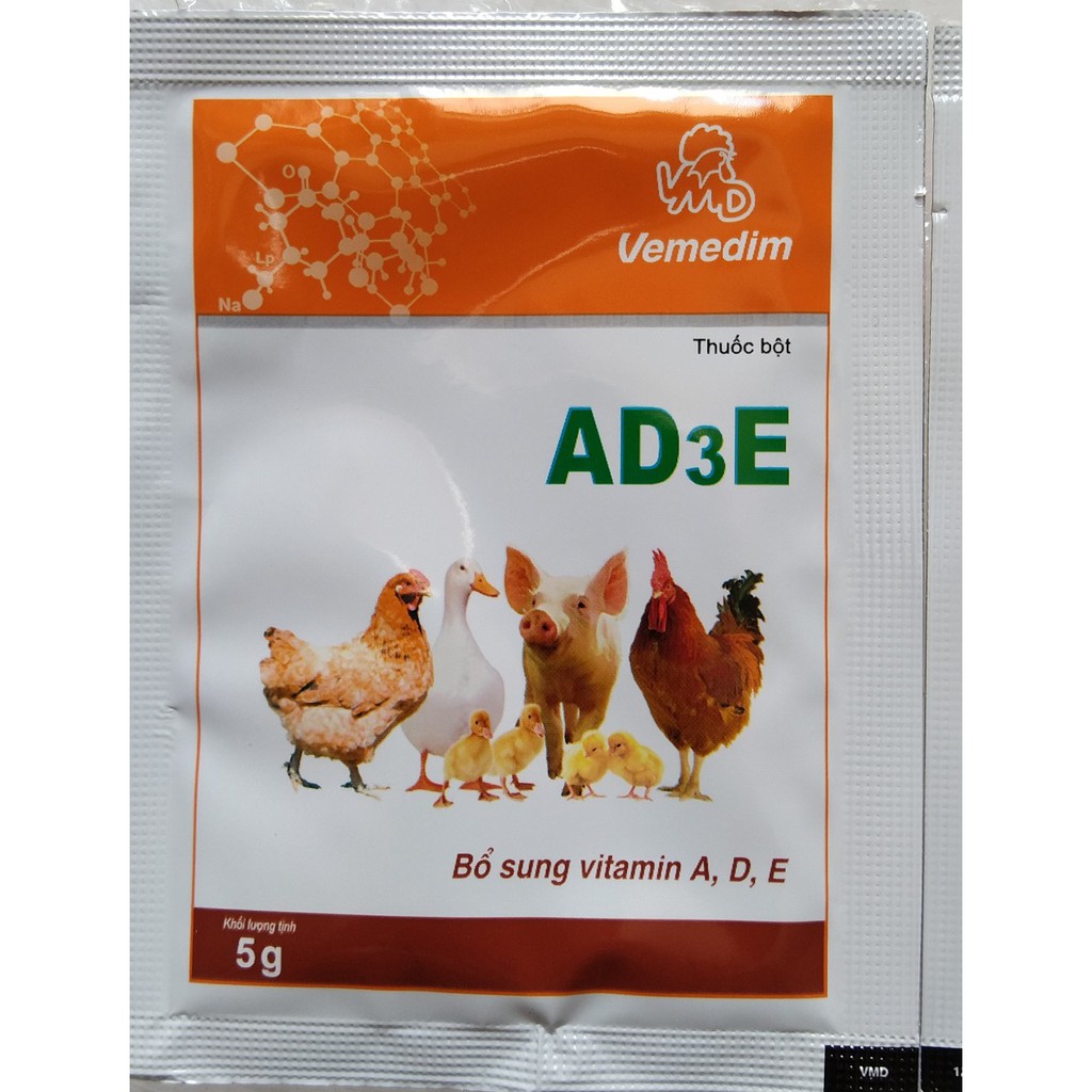 1 gói vitamin tổng hợp AD3E (5g) cho chim,vẹt, yến phụng