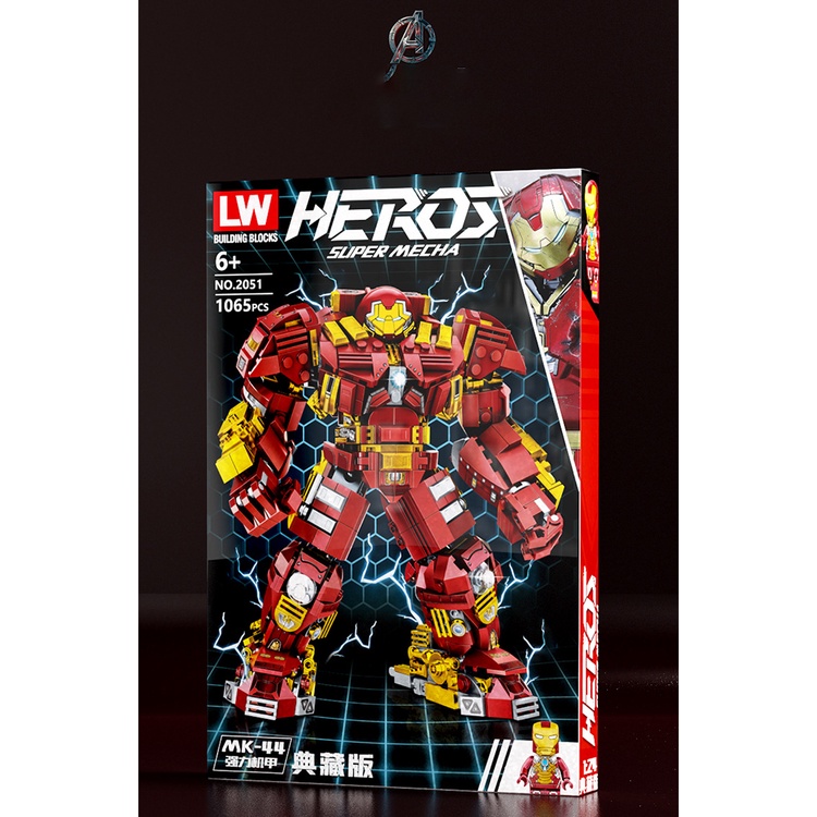 Đồ chơi Lắp ráp Hulkbuster MK44 Lewan 2051, Xếp hình thông minh Siêu anh hùng Marvel, Ghép hình Ironman