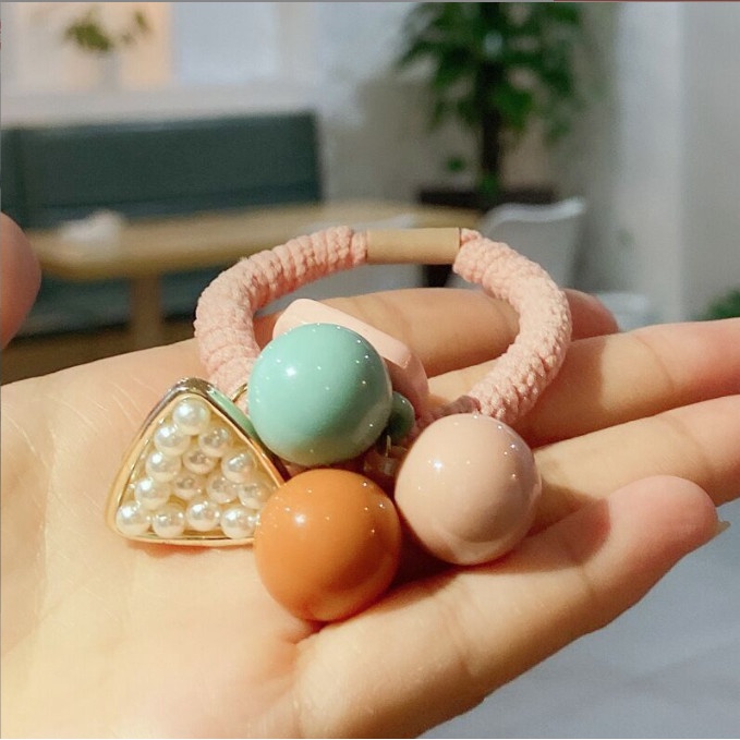 Set 3 dây chun dây nịt buộc tóc sợi to ba quả cầu dễ thương BAG U CHUN3CAU069