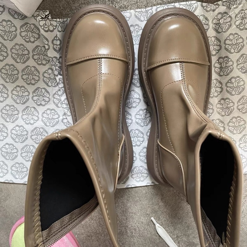 N64  Boots thấp| ngắn cổ mũi tròn da bóng nhẹ da Pu độn đế bằng 4p siu xinh hot 2022 COÁ ẢNH THẬT