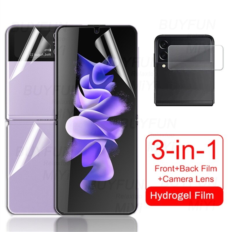 Miếng dán hydrogel 3 trong 1 bảo vệ màn hình và camera cho Samsung Galaxy Z Flip 3 (không phải kính)