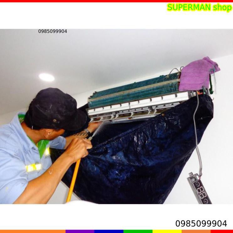 Áo trùm vệ sinh 2m5 2m 1m7 Túi trùm xịt rửa máy lạnh treo tường - âm trần màu đen