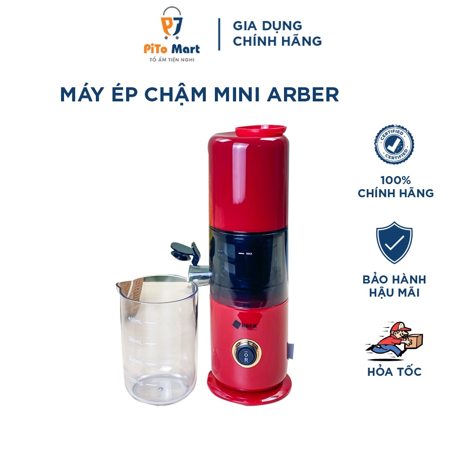 Máy ép chậm, Máy ép trái cây mini cao cấp ARBER MEC2068MĐ dung tích 200ml màu đỏ - Hàng Đức chính hãng 100%
