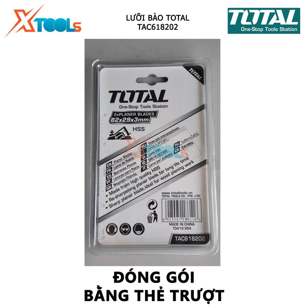 Lưỡi bào TOTAL TAC618202 | lưỡi dao bào kích thước 82X29X3.0mm, chất liệu HSS làm phẳng, [CHÍNH HÃNG] [XTOOLs]