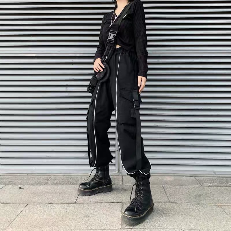 Quần jogger Lylyshop ống rộng Unisex nam nữ mặc 2 kiểu quần xuông hoặc jogger - Quần viền phản quang 022 | BigBuy360 - bigbuy360.vn