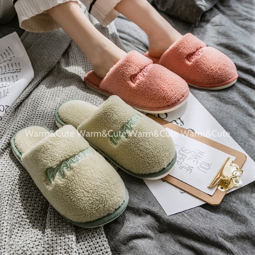 Dép bông cừu sang trọng cặp đôi đi trong nhà ấm áp chống trơn Warm&amp;Cute DA24