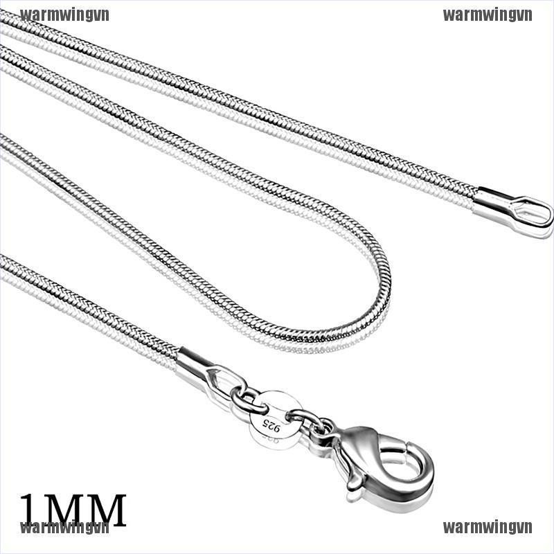 Fashion 925 Sterling Silver Plated Stamp 925 Snake Chain 1mm Necklace 16" 18" 20" 22" 24" ingvn