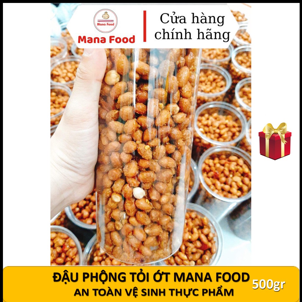 Đậu Phộng Rang Tỏi Ớt Loại Ngon Mana Food Hủ Pet 500gr - Ăn Vặt ManaFood Chuẩn ATVSTP Cay Cay Của Ớt, Vị Mặn Của Muối