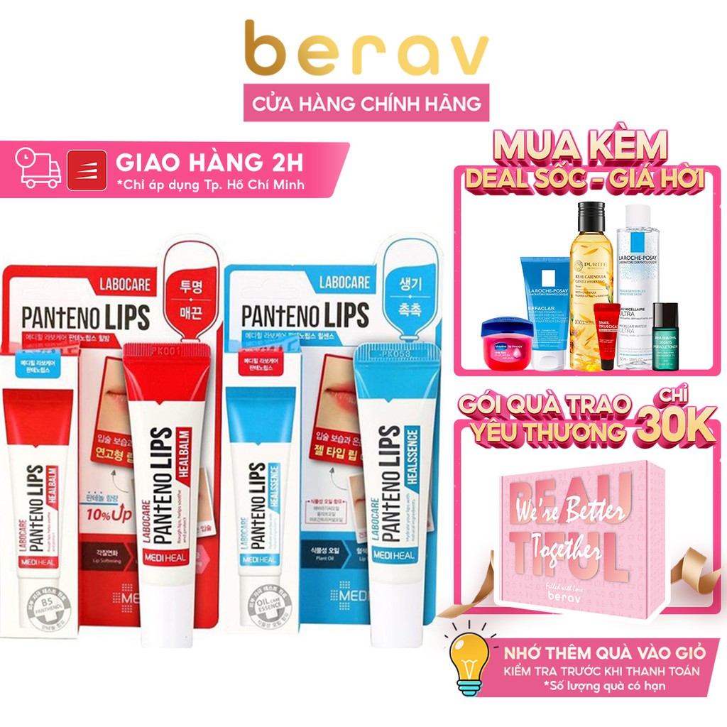 Son Dưỡng MEDIHEAL Ngừa Thâm Môi Ngày & Đêm Labocare Pantenolips Healssence & HealBlam 10ml