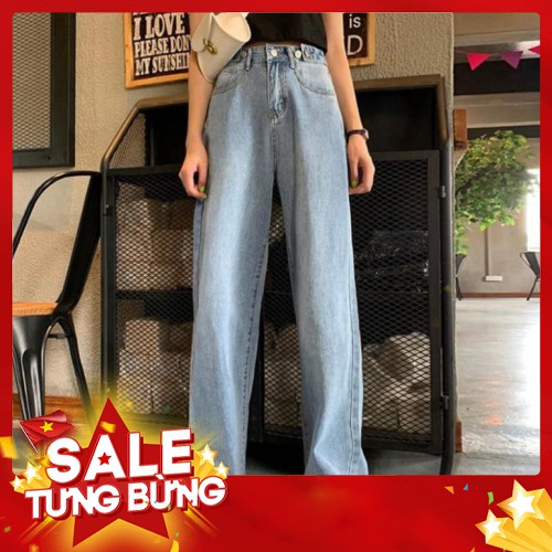 -Hàng nhập khẩu Quần Jean Nữ Lưng Cao Ống Rộng Hàn Quốc Quần Bò Dài Retro Dáng Suông Ulzzang Quần Jean Nữ Vintage Eo Cao
