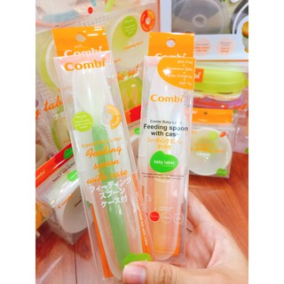 Thìa ăn dặm Combi Kèm hộp cam và xanh