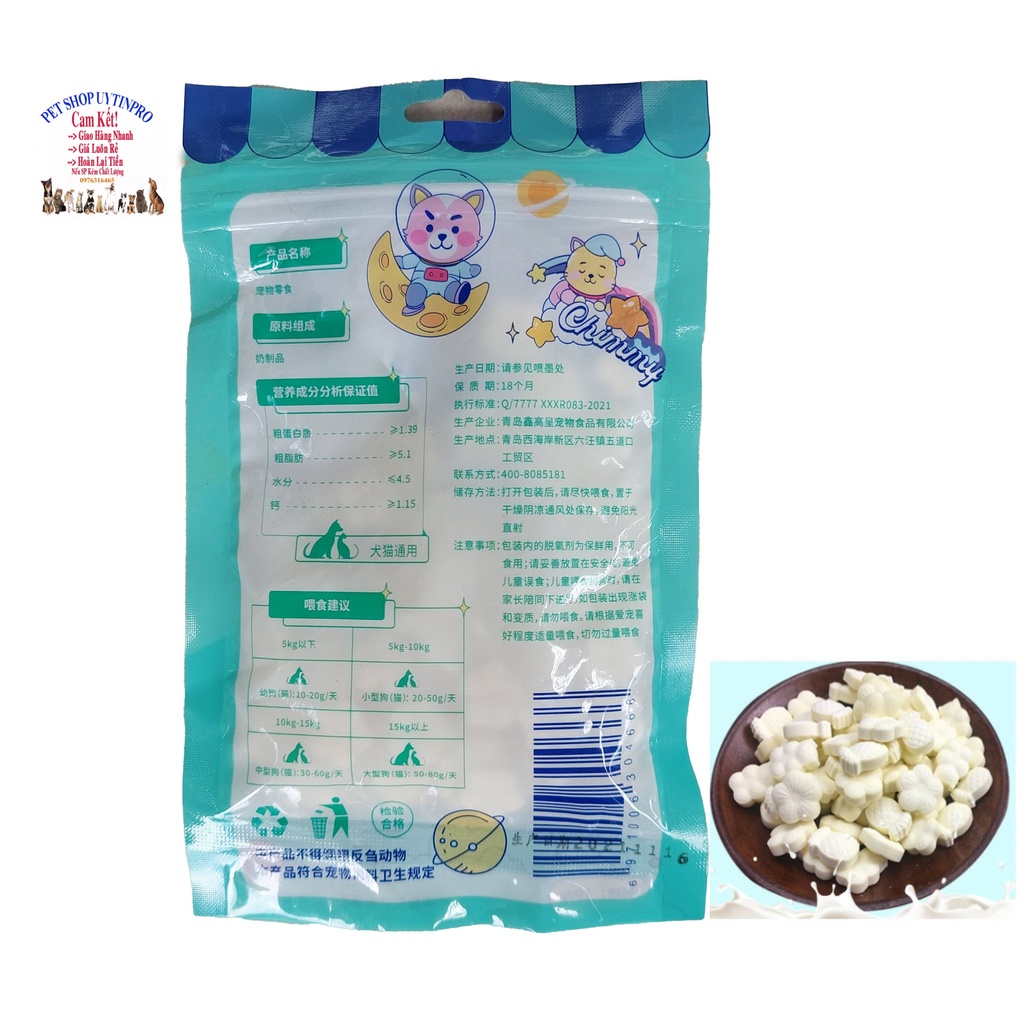 Kẹo sữa dê cho Chó Mèo Chimmy FUNNY U Gói 100g Thơm ngon, Bổ sung canxi, Bổ sung dinh dưỡng, Tốt cho tiêu hóa Thú Cưng