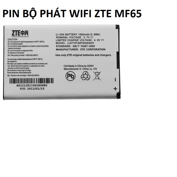 (PIN RỜI CHÍNH HÃNG ZTE) Pin Thay Thế Dùng Cho Bộ Phát Wifi ZTE MF65,R205,R206,R207,R208,R209 Siêu Bền -Pin Chuẩn