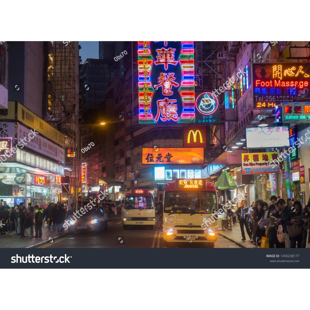 Tranh lụa 3d Hồng Kông Đường Phố Kích Thước 1,5m x 2m HKĐP13