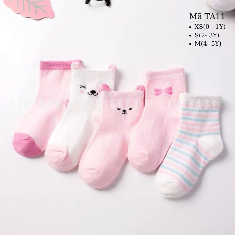 Tất cho bé, tất trẻ em Hàn Quốc 0 - 5 tuổi chất cotton mềm mại giữ ấm mùa đông đi trong nhà đi học đi chơi TA11