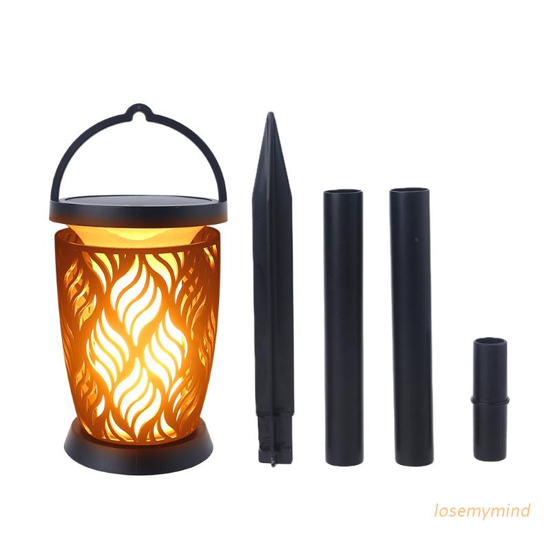 Đèn pin năng lượng mặt trời với 96 hạt đèn hiệu ứng ngọn lửa tự động bật/tắt chống nước chống bụi