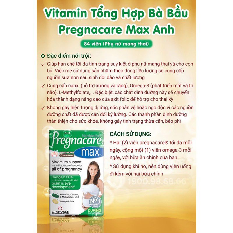 Vitamin tổng hợp cho mẹ bầu Pregnacare Max Anh