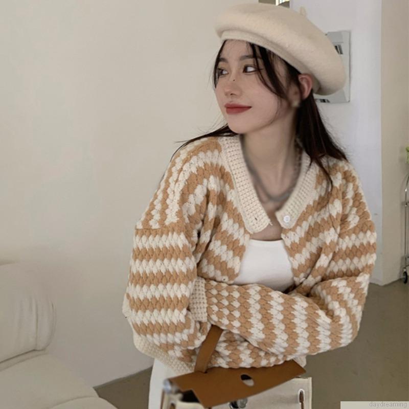 Áo khoác cardigan dệt kim tay dài thiết kế dáng rộng thoải mái
