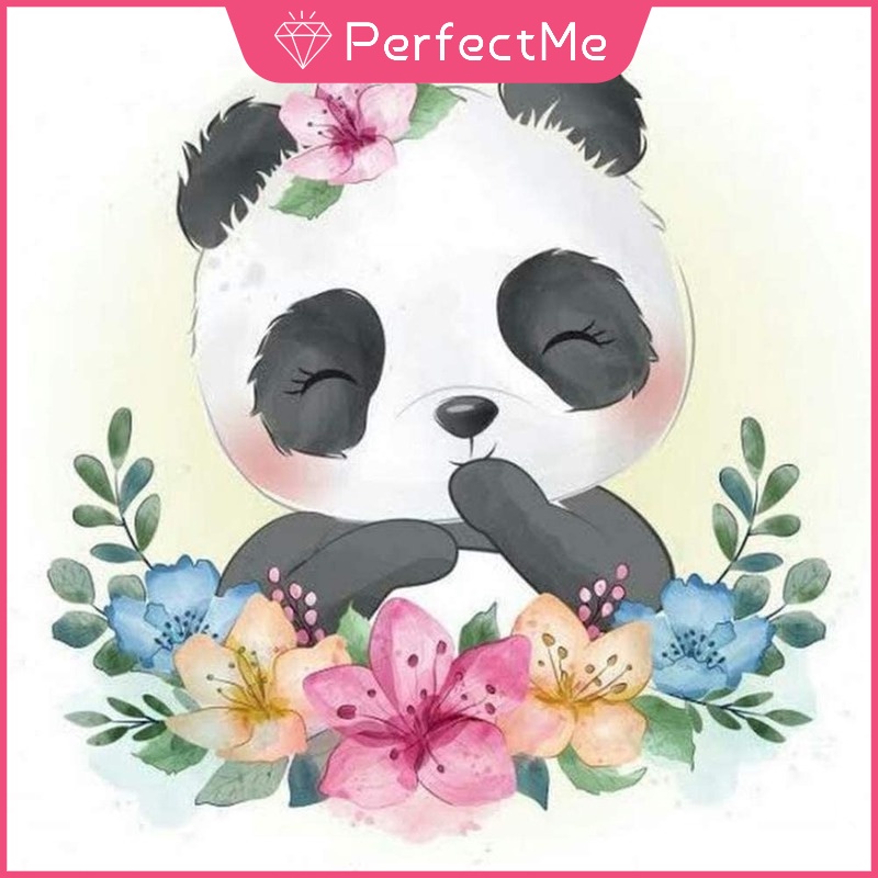 Bộ tranh đính đá 5D tự làm hình gấu trúc 30*30cm