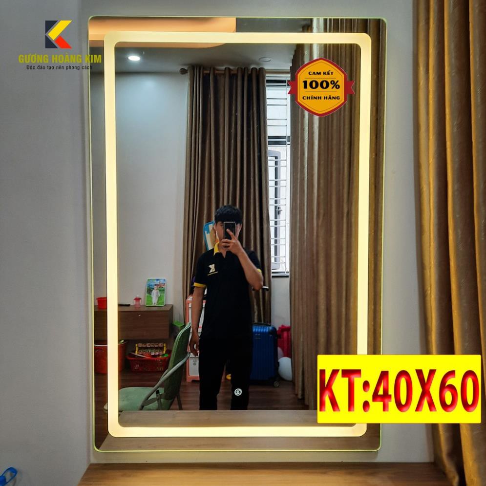 gương soi treo tường chữ nhật đèn led cảm ứng 3 chạm  kích thước 40x60 cm - guonghoangkim mirror