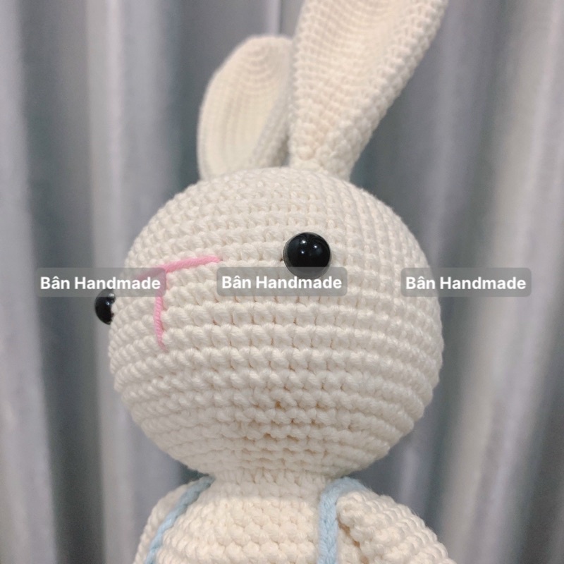 HÀNG ORDER - Thỏ yếm jeans gấu bông móc len  Búp bê em bé - Gấu bông cho bé / quà sinh nhật / quà tặng