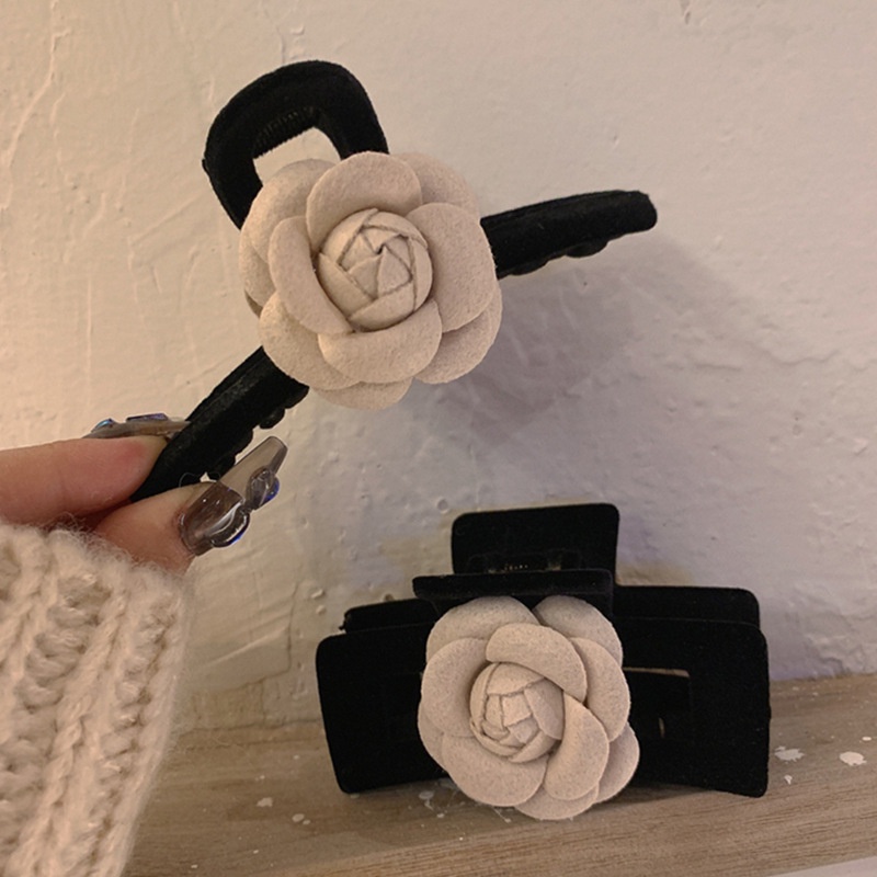 Kẹp Tóc Cá Mập Ba Chiều Màu Đen Phong Cách Chanel Cao Cấp 11cm