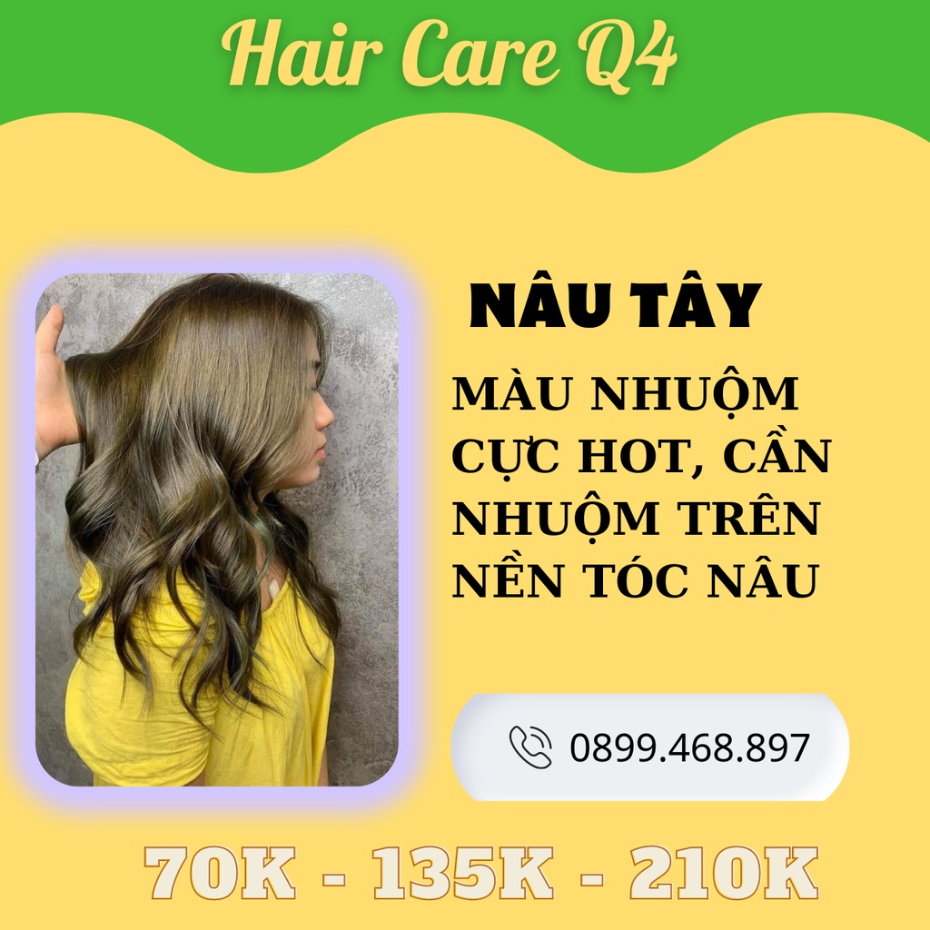 Thuốc nhuộm tóc Màu nâu tây, nâu sáng, nâu ánh kim, nâu ánh xám nâu trà không tẩy - Hair CAre Q4