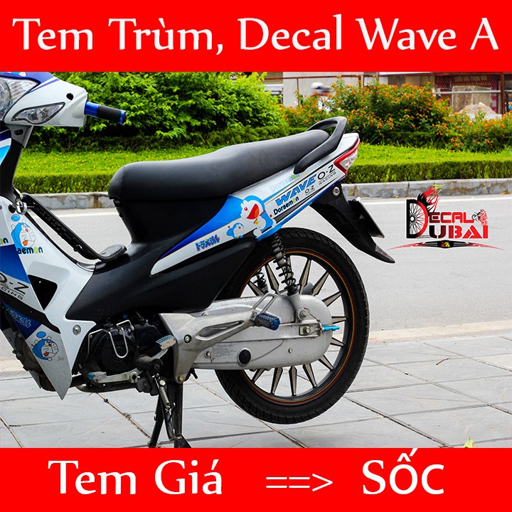 Tem Trùm Wave Doremon Xanh Trắng Loang