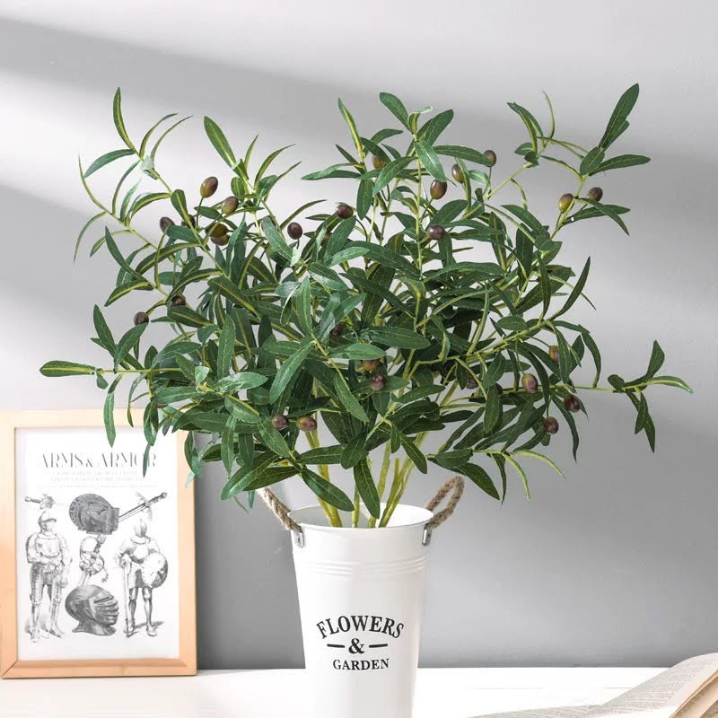 Hoa Giả_Cành Oliu 10 nhánh 8 quả hàng cao cấp trang trí giống thật 99%