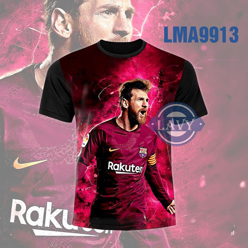 Áo thun nam cổ tròn in hình Messi, áo phông unisex nam nữ vải cotton co giãn chất lượng cao | LMA9913