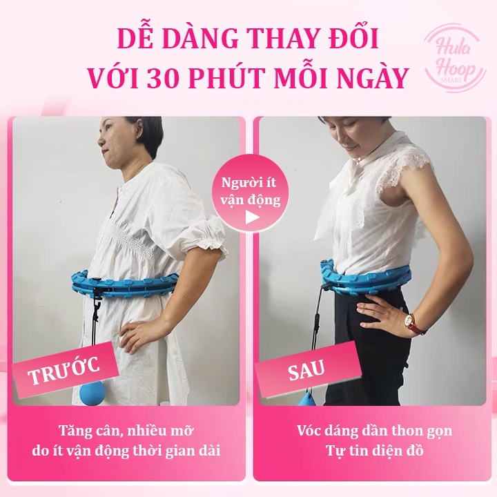 Vòng Lắc Eo Thông Minh Hula Hoop Giảm Mỡ Kết Hợp Massage Bụng Giảm Béo Hiệu Quả Chất Liệu Nhựa ABS Siêu Bền