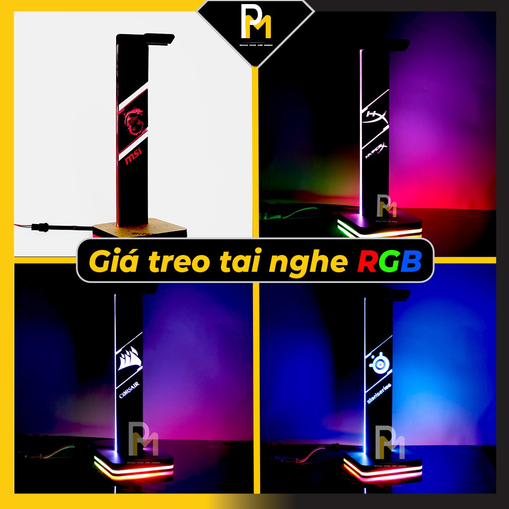 Giá đỡ tai nghe rgb dùng để treo tai nghe loại basic điều khiển từ xa 300 hiệu ứng PCMASTER