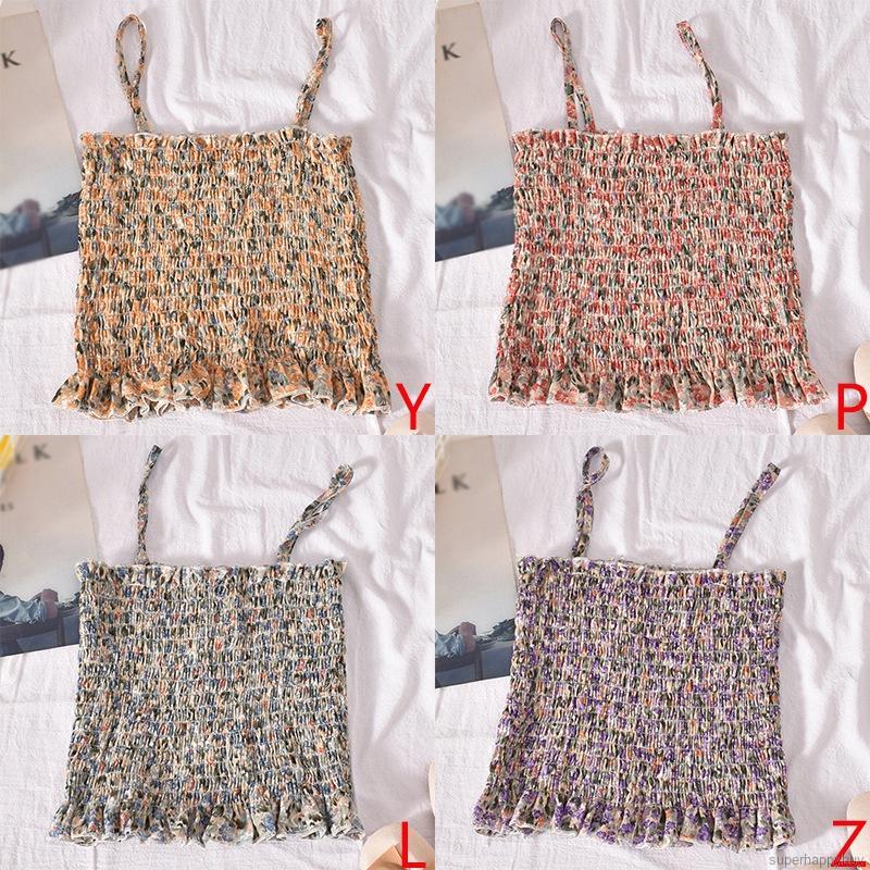 Áo Hai Dây Họa Tiết Hoa Xinh Xắn Cho Nữ