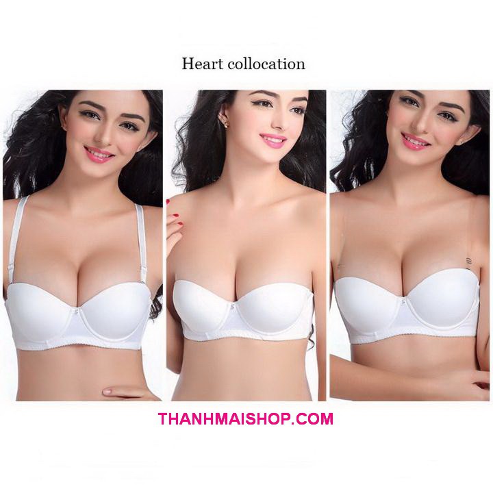 Áo ngực trơn cúp ngang AL015 mút dày Cô Gái dây vai có thể tháo rời