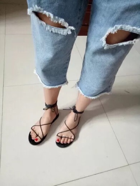 Giày Sandal Buộc Dây BLQ Phong Cách Hàn Quốc Sành Điệu