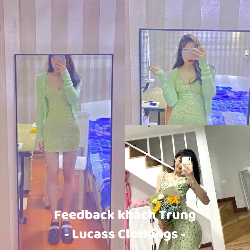 [Mã FAMARAL1 giảm 10K đơn 50K] Đầm/Váy 2 dây xanh hoạ tiết hoa nhí xinh xắn | BigBuy360 - bigbuy360.vn