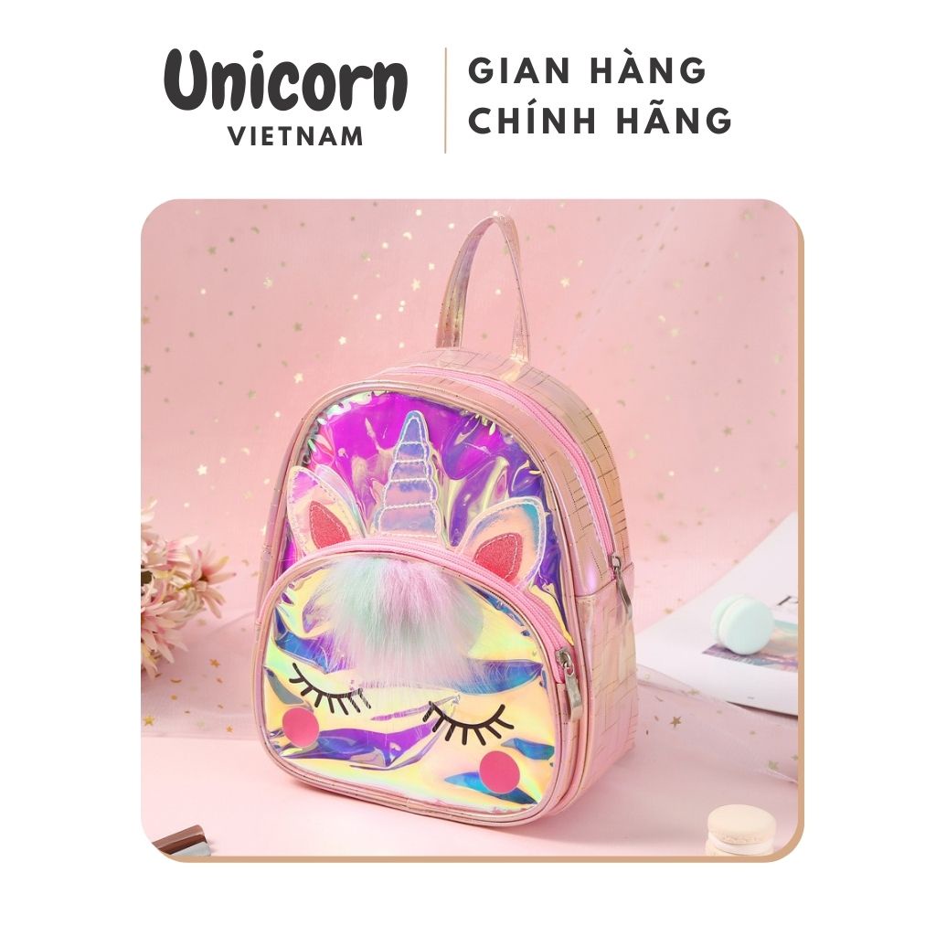 Balo túi nữ đi học giá rẻ da bóng kỳ lân cute dễ thương Unicorn Vietnam