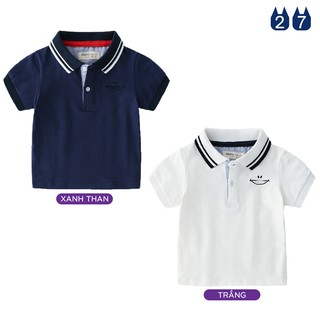 Áo POLO bé trai KATOOFELY áo thun cho bé họa tiết mặt cười chất cotton hàng xuất Âu Mỹ