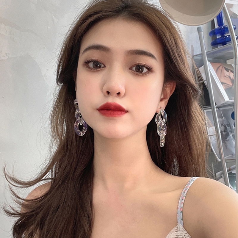 Đôi khuyên tai dạng chuỗi thời thượng nhiều màu xinh xắn phong cách Hàn Quốc cho nữ