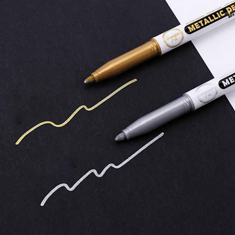 Tmdbyx Bút Đánh Dấu Ánh Kim Loại Màu Bạc Vàng Đồng Cho Giấy/ Thủy Tinh/ Vải/ CD/ Lốp Xe/ Đồ Thủ Công Tự Làm