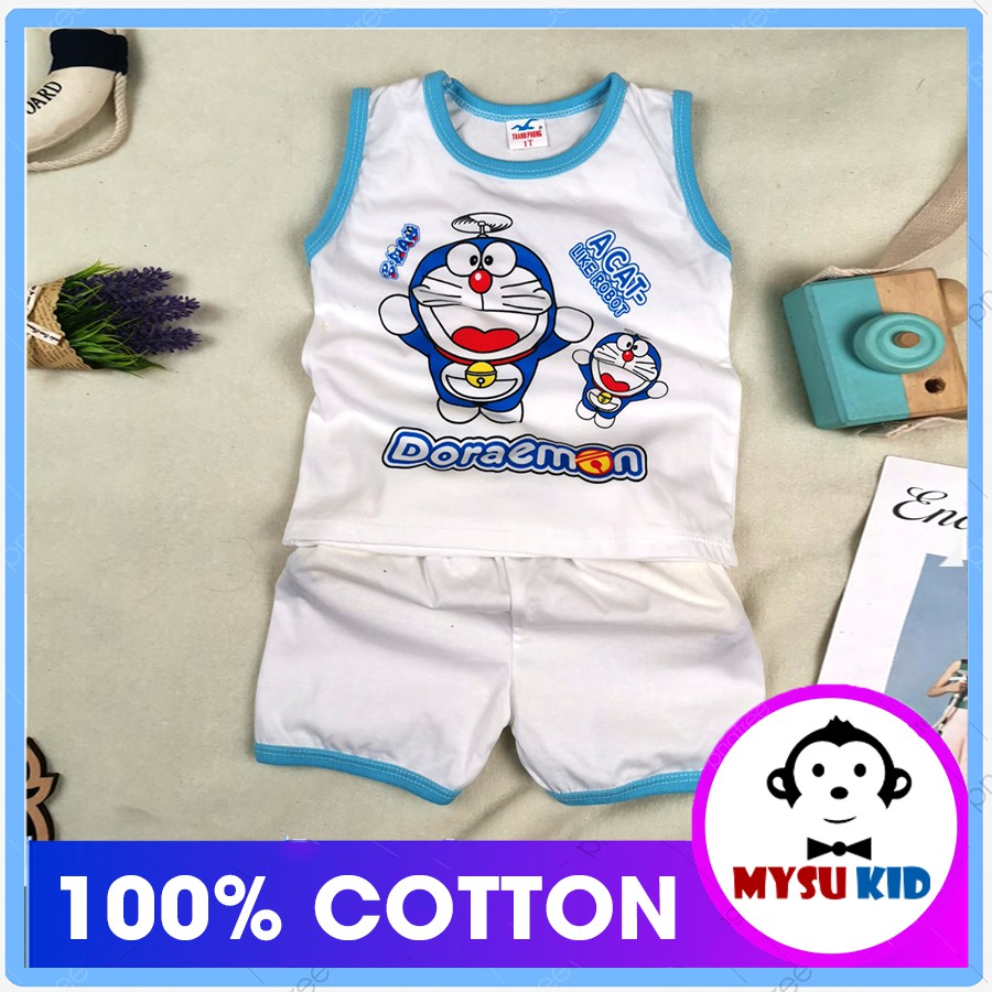 [8kg đến 19kg]Combo 3 bộ quần áo trẻ em sát nách thun cotton trắng cao cấp