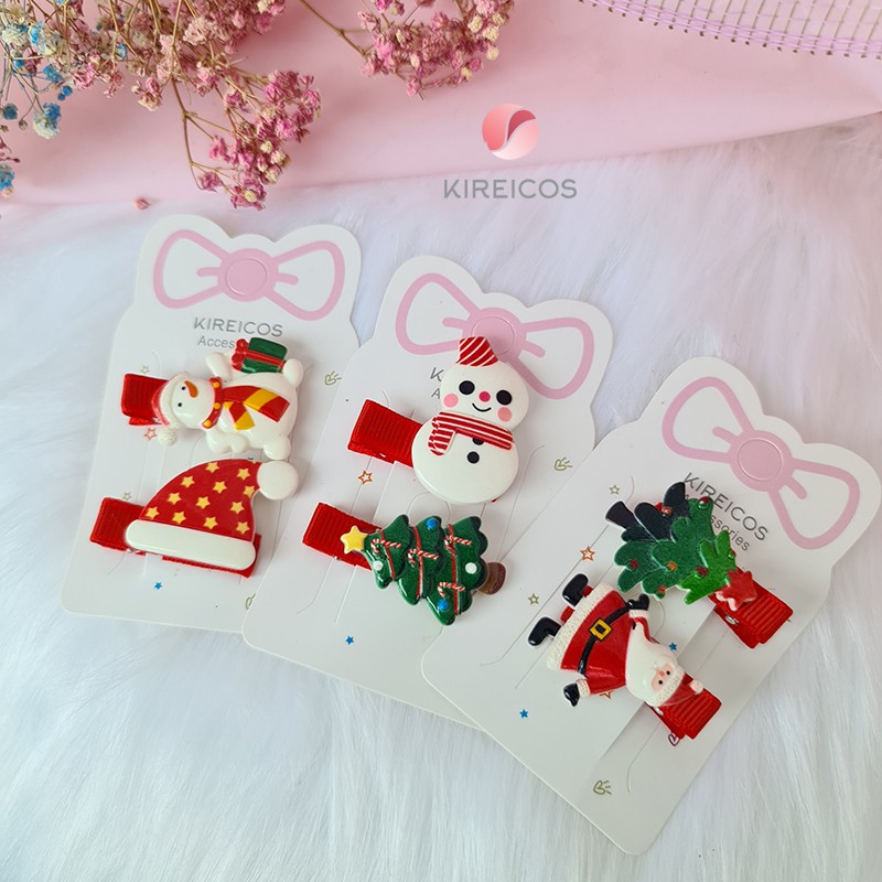 Set 2 Kẹp Tóc Giáng Xinh Noel Siêu Dễ Thương Màu sắc và mẫu ngẫu nhiên