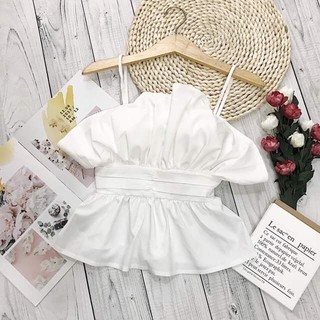 Áo kiểu 2 dây peplum bèo nhún (CÓ ẢNH THẬT)