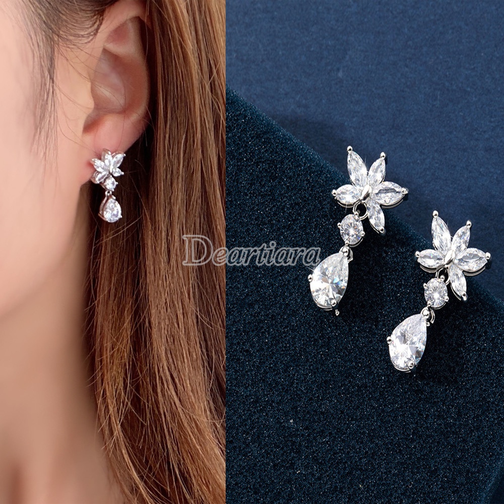 Bông Tai Hình Giọt Nước Đính Đá Zircon Thời Trang Cho Nữ