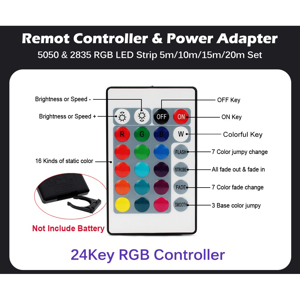 Dây Đèn LED RGB 5m 10m 30m 2835/5050 Đèn Led TikTok Đổi Màu Điều khiển từ xa có bộ điều hợp nguồn DC 12V
