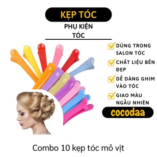 Kẹp Mỏ Vịt - Combo 10 Cái Kẹp Tóc Mái Mỏ Vịt Nhựa Chia Xước Tóc Khi Nhuộm 8646 [FREESHIP]