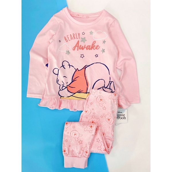 Bộ cotton bé gái Winny Pooh hàng xuất uk thu đông 2022