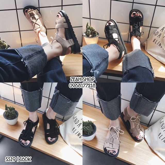 Sandal ulzzang nữ dây buộc
